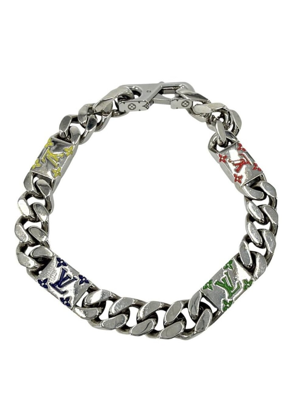 Louis Vuitton Bracelet Monogram LV Mosaic L Metal Silver